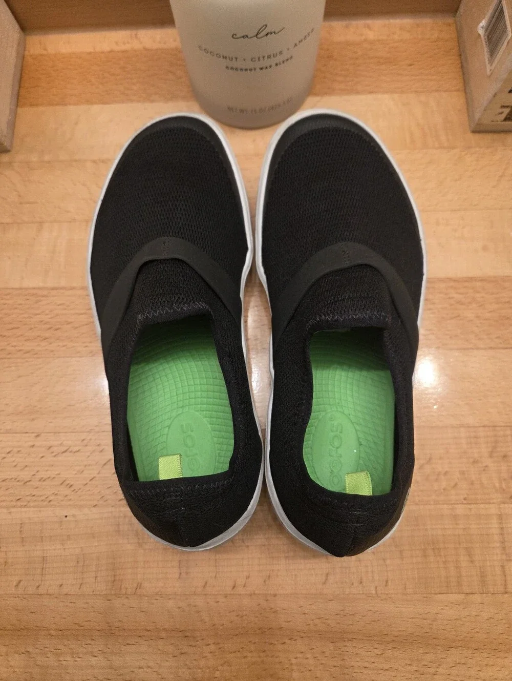 OOFOS OOmg Low Slip-on Recovery Shoes Black Mesh Women's Size 8